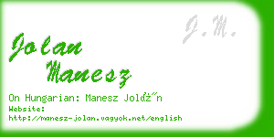 jolan manesz business card